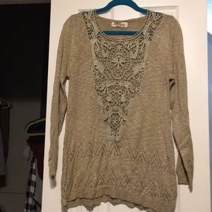 tan tunic sweater